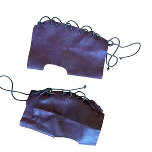 Free People Oxblood Lamb Leather Lace Up Fingerless Gloves